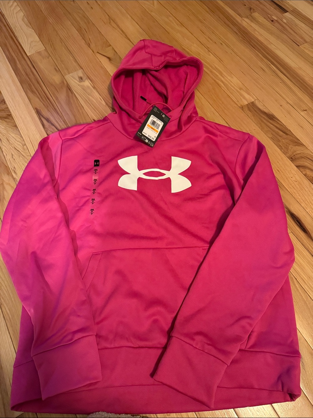 Under Armour Hot Pink Pullover Hoodie with White Logo